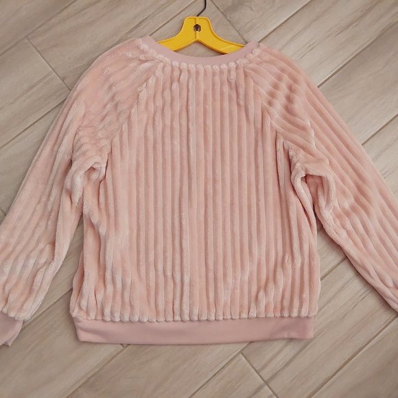MIX & MATCH Blush Pink Fluffy Ribbed Top & Faux Fur Vest. Size M/L - Picture 6 of 7